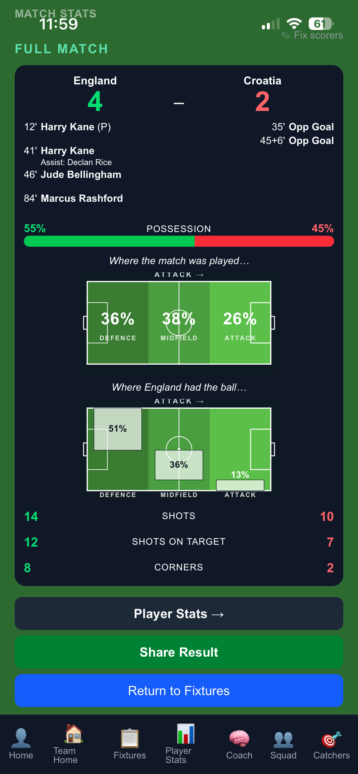 Stat Catcher full match report